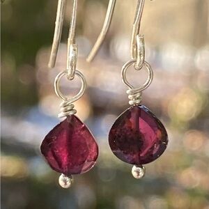 Elegant Silver and Garnet Drop Earrings